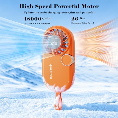 BelleRise Portable Mini Handheld Fan, Rechargeable 100-Speed Fan - Orange