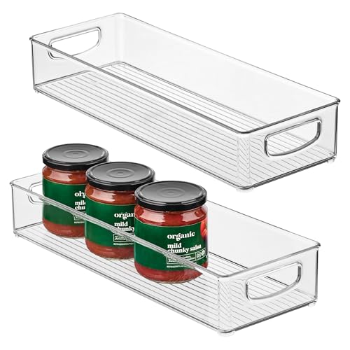 iDesign Slim Extra Long Clear Storage Bin, Stackable Pantry Organizer, 2-Pack