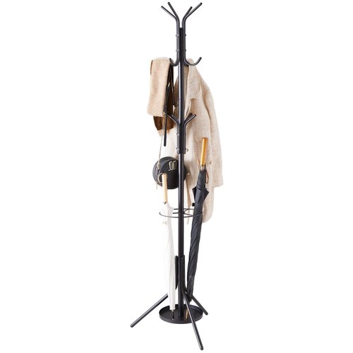 Kitsanery Coat Rack Freestanding,Metal Coat Tree with Umbrella Holder,Hat and Coat Rack Stand for Entryway, Hallway, Living Room, Bedroom (Black)