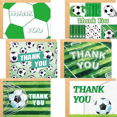 24 Pack Soccer Thank You Cards 4 x 5.25 Inches for Kids