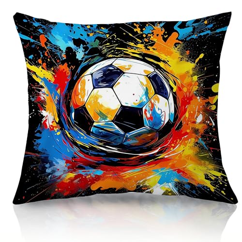 Graffiti Soccer Ball Pillow Cover 18x18 - Sports Decor