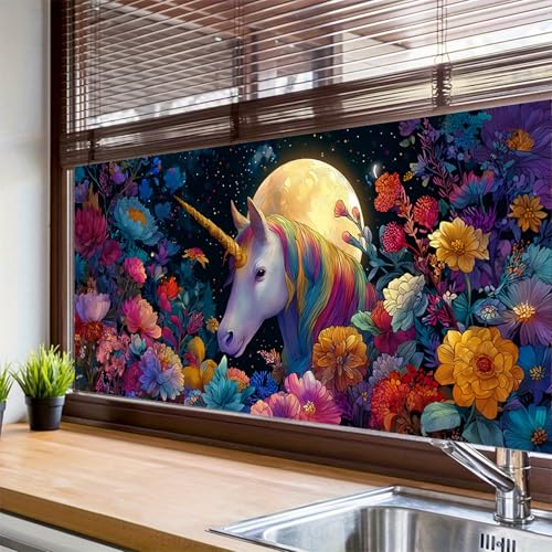 HOMETITUTE Magical Fantasy Floral Window Privacy Film 39.3x17.7 Inch