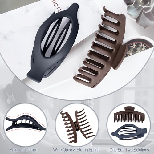GIRLOLIIAR Flat Hair Claw Clips 8 Pack Neutral Matte Large Hair Jaw Clips