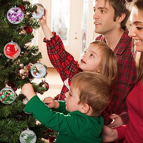 Large 8cm Clear Plastic Fillable Christmas Ornaments Set of 20