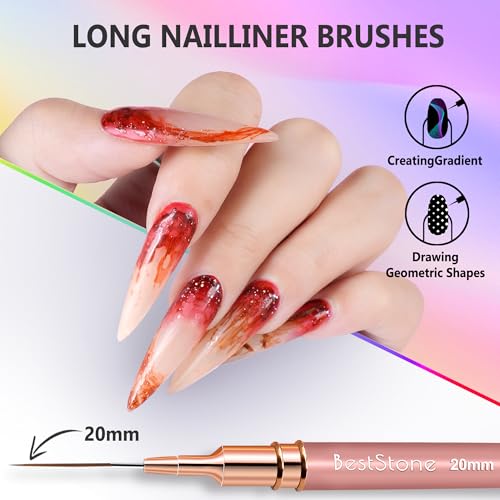 BestStone Nail Art Liner Brushes 5-Piece Gel Polish Painting Pen Set