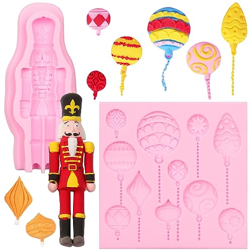 Christmas Nutcracker Soldier & Ornament Silicone Mold Set for Cake Decoration