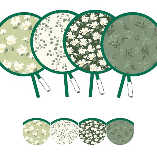 Spring Green Floral Folding Fan – Lightweight Handheld Travel Fan