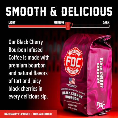 Black Cherry Bourbon Whole Bean Coffee - 12 oz | Fire Department Coffee