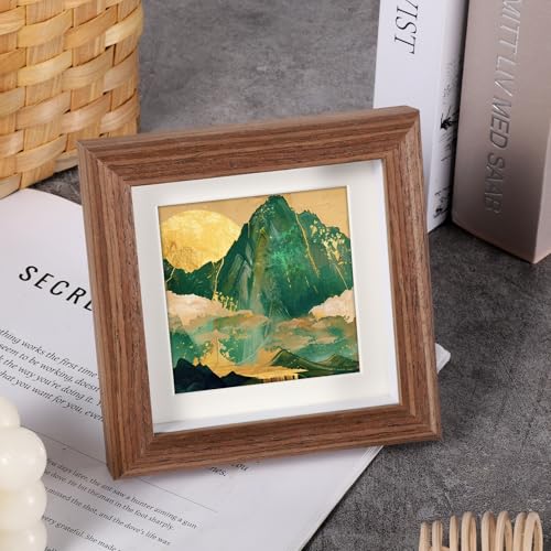 Alrhso Style-1 4x4 Shadow Box Picture Frame Solid Walnut for Memorabilia & Awards