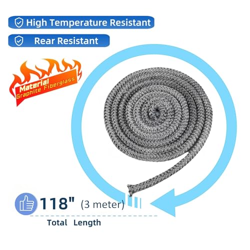 Arrccholiy 5/16 x 118 Inches High-Temperature Graphite Fiberglass Stove Gasket Replacement