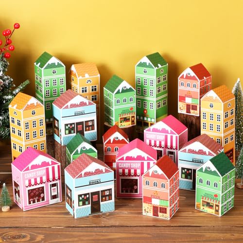 Christmas Advent Calendar Gift Boxes Set - Classic DIY Village, 30 Pieces