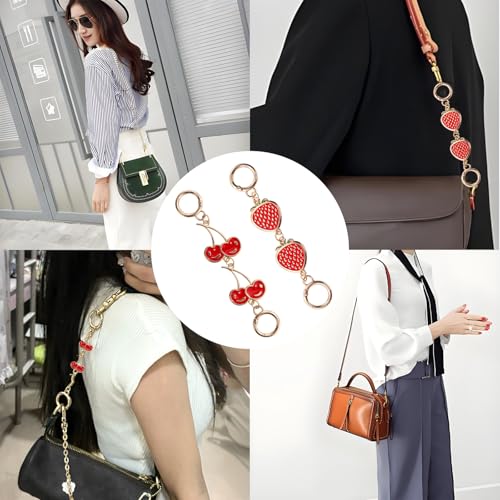 Gold Purse Strap Extender Chain with Cherry Charm - 2 Pcs