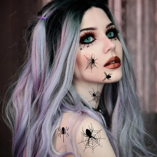 Furimuk Halloween Temporary Face Tattoos Spider Web Eyeshadow Stickers