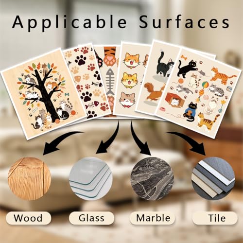 PRESSINART Cat Swedish Dishcloths 6 Pcs Reusable Kitchen Towels Cute Cat Pattern Quick Drying Absorbent Cleaning Cloths - Variation Cat-1