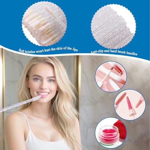 CAIYA 100 Pack Disposable Makeup Brush Set - Crystal Lash Spoolies & Lip Wands