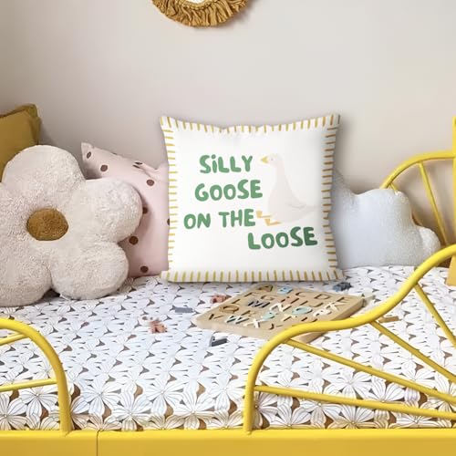 Silly Goose Throw Pillow Cover for Kids - Motivational Nursery Decor