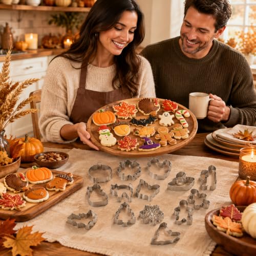 15-Piece Fall Holiday Cookie Cutter Set for Halloween Thanksgiving Christmas