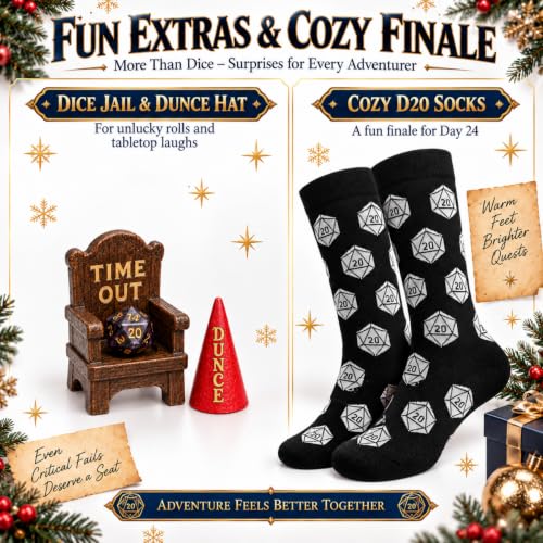 Tabletop RPG Advent Calendar with Dice Sets & Surprises - Christmas Countdown Gift