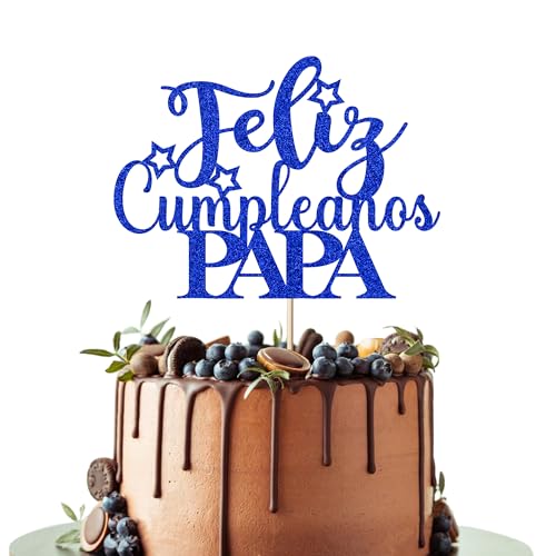 Glitter Father's Day Cake Topper Blue Dad Birthday Party Decoration