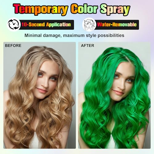 Green Temporary Hair Color Spray for Kids & Teens - Washable Non-Toxic Hair Dye