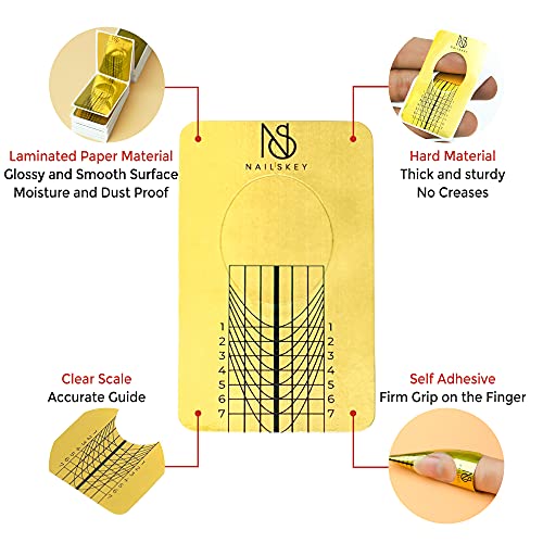 Nailskey Nail Forms for Gel Builder 200 Pcs Self Adhesive Extension Stickers