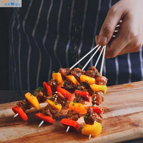 20-Piece 8-Inch Stainless Steel BBQ Skewers Set with Storage Box