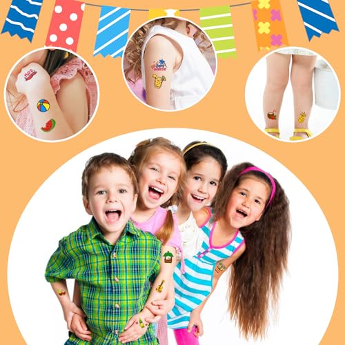 Partywind Hawaiian Temporary Tattoos for Kids, 408 Individually Wrapped Sheets