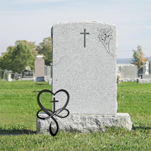 Black Metal Infinity Heart Cross Grave Decoration Stake - Memorial Garden Ornament