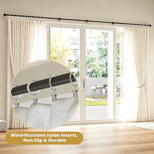 40-Pack Silent Curtain Rings with Clips - Rustproof Aluminum Alloy, 1.08in Diameter