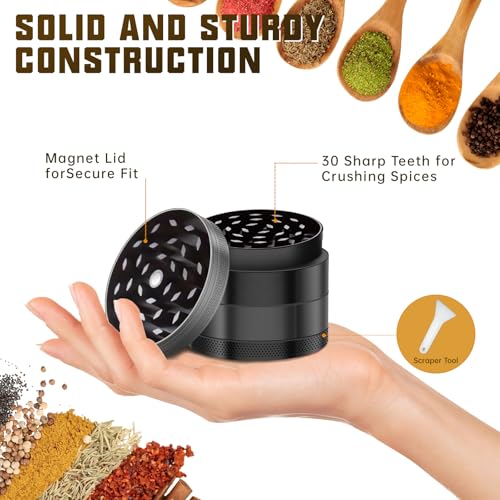 2.5-Inch Heavy-Duty Aluminum Coffee Bean Canister with Smooth Grinding - Black Kitchen Storage