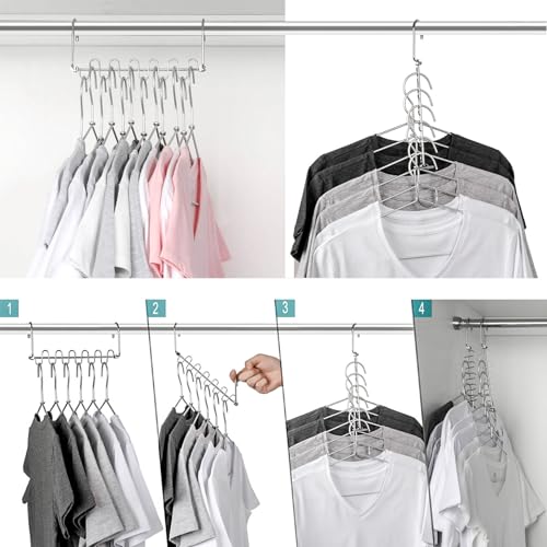 Chicwe 4 Pack S-Type Stainless Steel Space Saving Closet Hangers