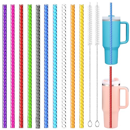 LEDUO 10-Pack Reusable Sparkling Straws for Stanley & Tumbler Cups