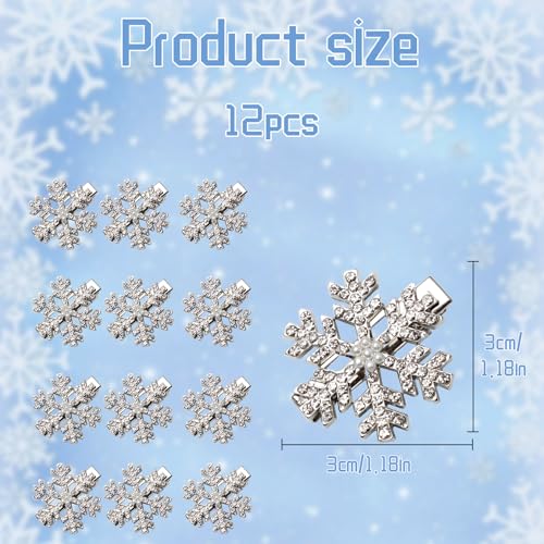 Snowflake Hair Clips 12 Pcs Rhinestone Pearl Christmas Mini Barrettes