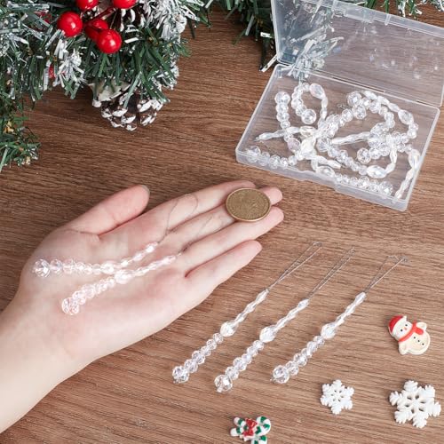 16pcs Crystal Glass Bead Ornaments with Stainless Steel Chains