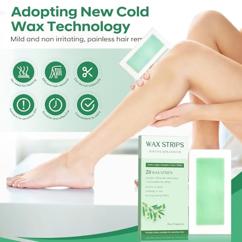 KAGZWXX Body Wax Strips for Hair Removal - 20 Count At-Home Waxing Kit