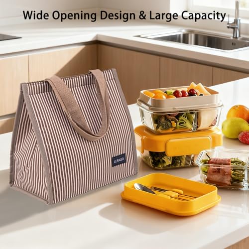 Insulated Lunch Bag for Work - Waterproof Pink & White Tote
