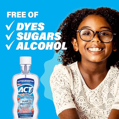 ACT Kids Pure Protect Anticavity Fluoride Mouthwash, Strawberry, 16.9 oz