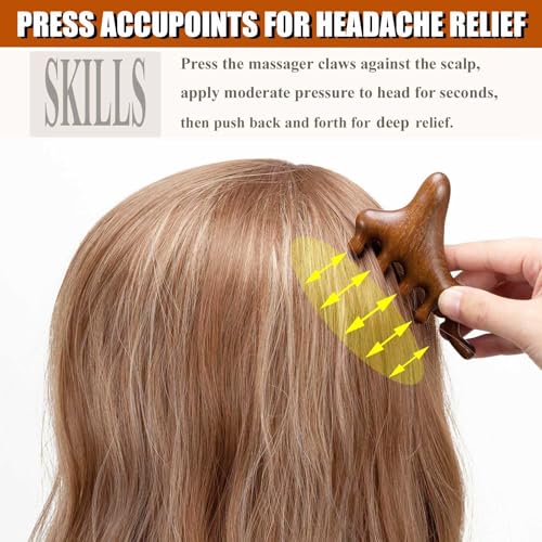 Natural Sandalwood Scalp Massager & Wide Tooth Hair Comb for Stress Relief
