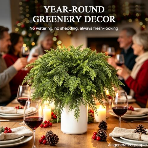 Artificial Christmas Cedar Branches 19.5Inch - Soft Green, Lifelike Decor