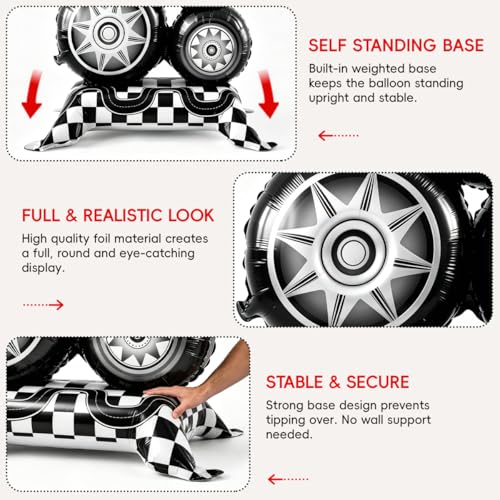 3.5FT Tire Balloon - Self Standing Race Car Birthday Decor (1 PCS)