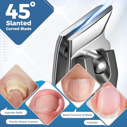 FULUNS Heavy Duty Nail Clippers Set with Catcher and Slanted Blade for Thick Nails