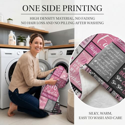 Jekeno 16th Birthday Gift Pink Throw Blanket for Girls - Cozy & Soft