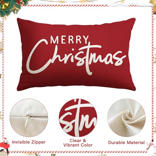 Merry Christmas Decorative Throw Pillow Cover 12x20 Inch