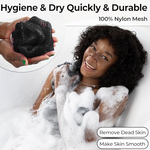 Authentic African Net Sponge Exfoliating Body Scrubber - Black