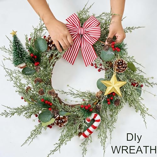 Artificial Pine Picks 6.5 Inch Christmas Decoration Set - Red Berries & Pinecones