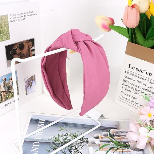 Ondder Pink Knotted Headband for Women Non-Slip Wide Hair Accessory