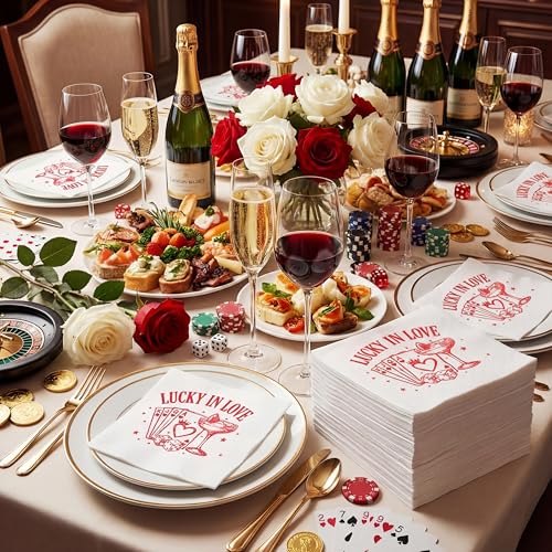 Lucky in Love Bachelorette Party Napkins - 100 Pcs Beach Wedding Decor