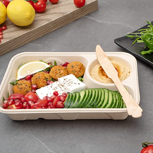 Restaurantware 7.9 Inch Wooden Disposable Knives 500 Eco-Friendly Knives - Baroque Style Durable Natural Wood DurableKnives Splinter-Free Cutlery For Parties Or Catering