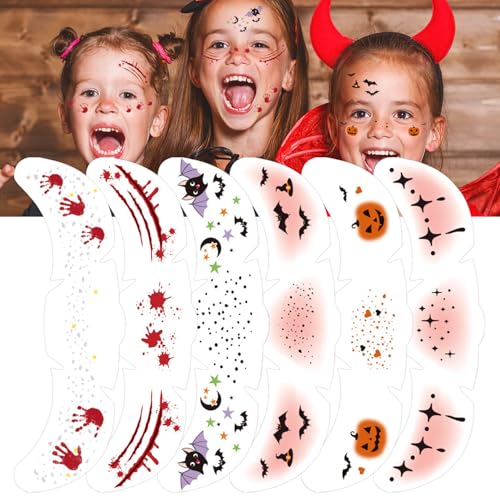 LemonSac 6Pcs Glitter Freckles Face Tattoo Waterproof Sparkle Makeup