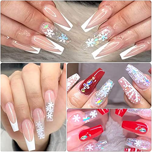 6 Grids Holographic Snowflake Nail Art Glitter Sequins Winter Xmas